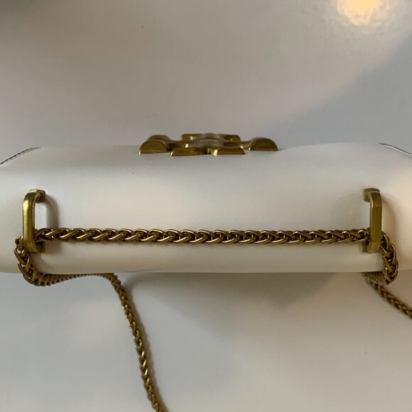 NEW Tory Burch Ivory Leather Gold Chain "Eleanor" Crossbody Bag AUTHENTICATED - Picture 8 of 10